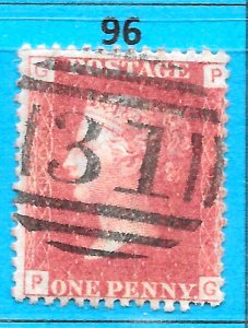 GB QV 1868 SG43 / 44, 1d Penny Red, Good Used, Plate 96 (PG)