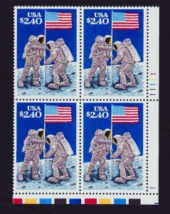 US STAMPS  # 2419  MOON LANDING $ 2.40   Plate Block  MNH 1989