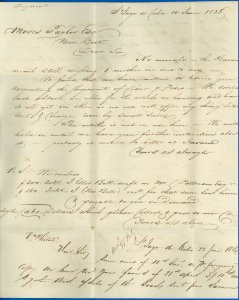 JUL 9, 1836, Red Octagon Phila Ds, SHIP FLS, Santiago-NY via Philly, Commercial