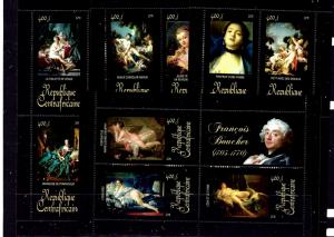 Central Africa 1637-40 MNH 2011 Paintings of Francois Boucher 4 sheets