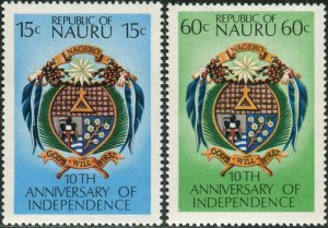 Nauru 1978 SG168-169 Independence set MNH