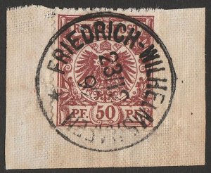 NEW GUINEA - GERMAN 1890 precursor use Eagle 50pf chocolate. Scarce shade exp.