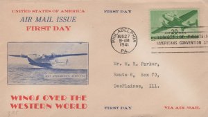 ZAYIX US C29-20 FDC Pan American Airways cachet Wings over the World 100823USF24