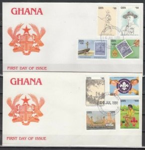 Ghana, Scott cat. 1296-1303. Scouting issue on 2 First day covers. ^