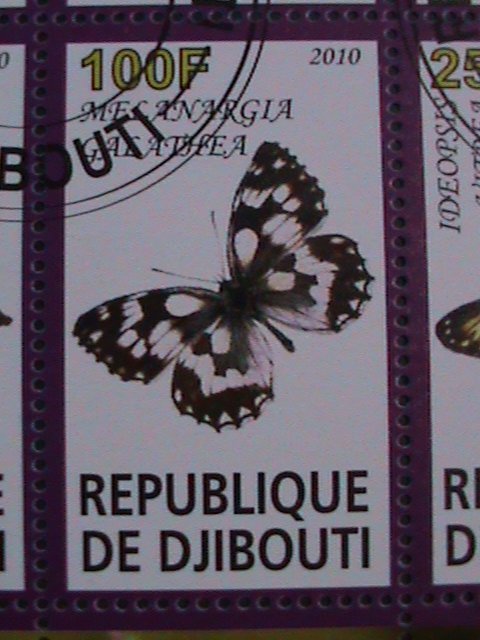 ​DJIBOUTI-2007- WOLRLD FAMOUS LOVELY BUTTERFLIES & FLOWERS CTO SHEET VF-NO.5