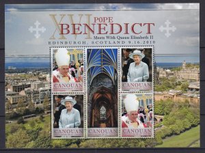 Canouan - Pope Benedict XVI meet Queen Elisabeth II - Sheet - MNH**