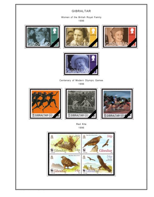 COLOR PRINTED GIBRALTAR 1886-2010 STAMP ALBUM PAGES (197 illustrated pages)