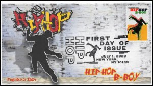 20-140, 2020, SC 5481, Hip Hop, Pictorial Postmark, First Day Cover, B-Boy