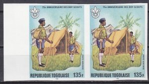 Togo, Scott cat. C467 only. Scouts with Tent. IMPERF Pair. ^