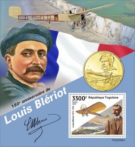 TOGO - 2022 - Louis Bleriot - Perf Souv Sheet  - Mint Never Hinged