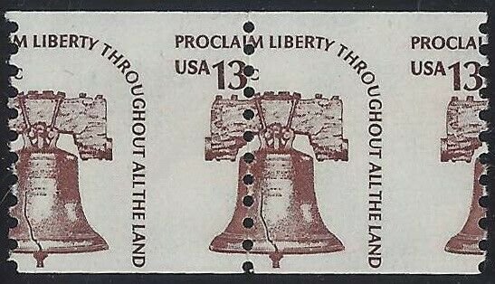 1618 - 13c Misperf Error / EFO Pair Liberty Bell Mint NH (Stk13)