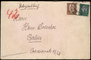 Germany 1929 Berlin Rohrpost Pneumatic Mail Cover 82930