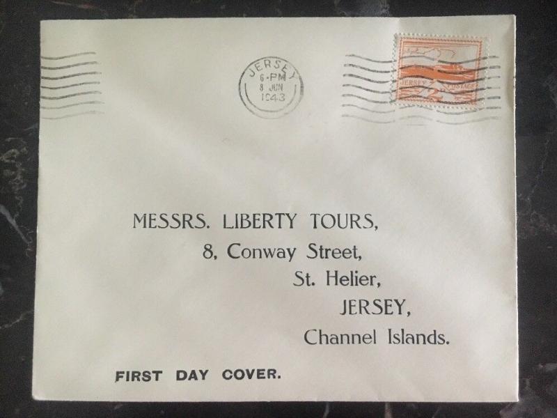 1943 Jersey Channel Islands Occupation First Day Cover FDC Liberty Tours Agency