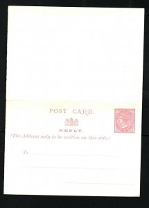 Australian States NEW SOUTH WALES QV Stationery Superb INTACT REPLY CARD  A124