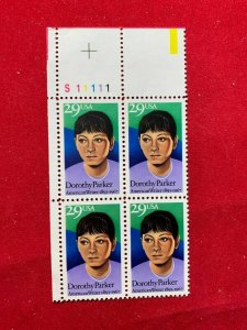 Scott 2698 US Plate Block Of 4 Dorothy Parker MNH 1992