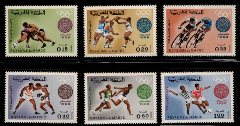 Morocco Scott 210-215 MNH** Mexico Olympic Games stamp set 1968