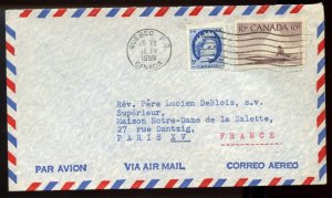 ?Wilding 5c + 10c to FRANCE 1959 AIRMAIL cover Canada