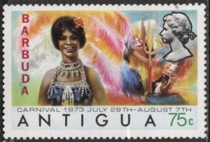 Barbuda 107 (mnh) 75c Carnival Queen, ovptd (1973)