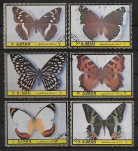 Ajman  1972  Butterflies  -  Garden series  set of 6  CTO