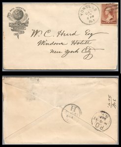 ABRO STAMPS 1887 Advertising Cover CONTINENTAL Insurance Yonkers N,Y.