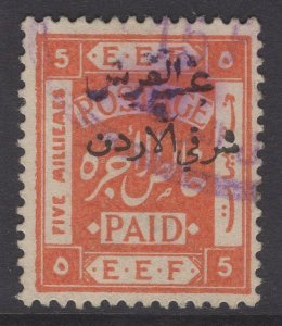 TRANSJORDAN SG30 1922 5/10p on 5m ORANGE p14 USED