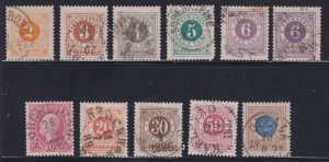 Sweden 1886-1891 #40 - #49, 44a (Set of 10 plus 1) vf u vf