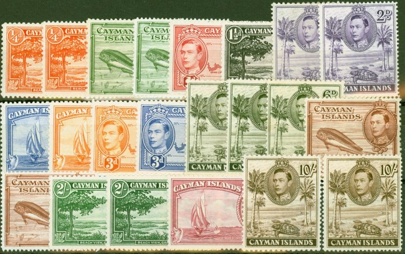 Cayman Islands 1938-47 Extended set of 22 SG115-126 All Shades & Perfs Ex 125a F