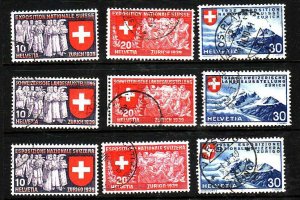 Switzerland-Sc#247-55- id5-used set-National exposition-1939-