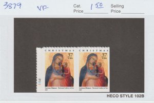 Scott# 3879 2004 37c Christmas Issue VF MNH Plate# Pair