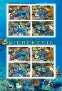 Micronesia 2009 - WWF Mandarin Fish - Sheet of 8 Perf Stamps Scott #848e MNH