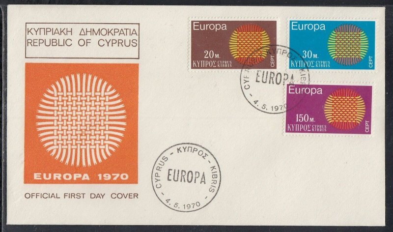 Cyprus Scott 340-2 FDC - 1970 Europa Issue