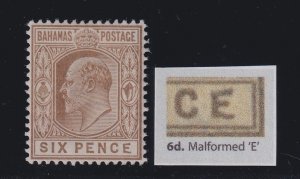 Bahamas, SG 66a, MLH Malformed E variety