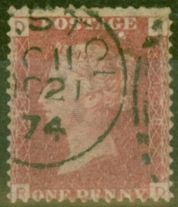 GB 1864 1d Rose-Red SG43 Pl 138 V.F.U CDS