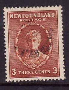 Newfoundland-Sc#187-used 3c orange brown Queen Mary-1932-7-Nwf432-