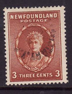 Newfoundland-Sc#187-used 3c orange brown Queen Mary-1932-7-Nwf432-