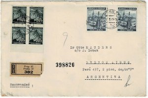 Bohemia & Moravia 1941 Prague cancel on registered cover to ARGENTINA, censored