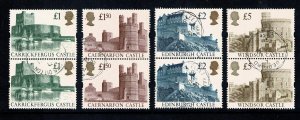 GB 1992 Castle High Values (Harrison). Fine used set as pairs. SG 1611-1614