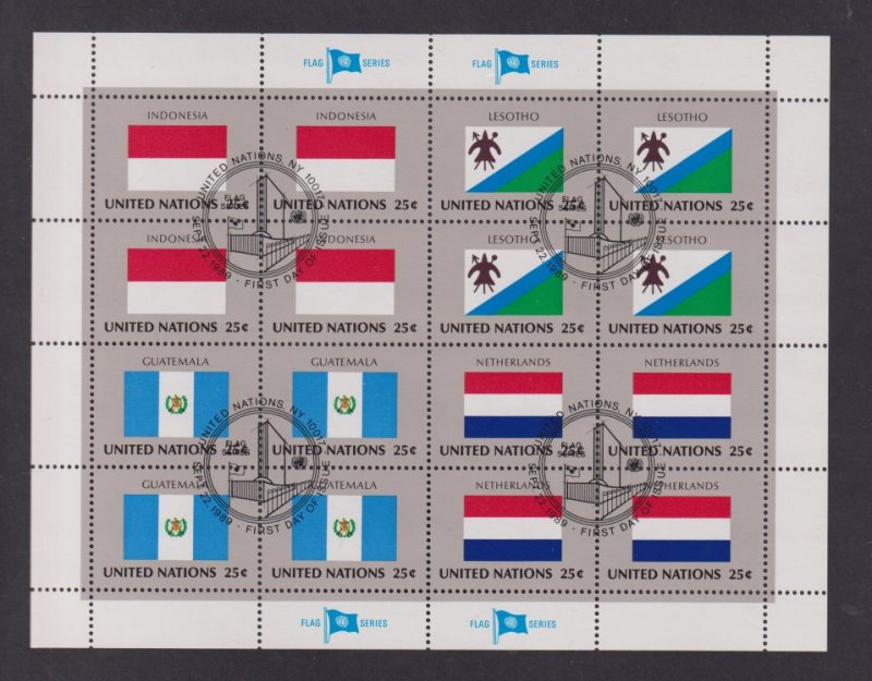 United Nations flags  #554-557 cancelled  1989  sheet  flags  25c  Indonesia>