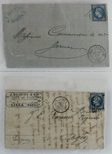 France 1863 /70 bundle of 20c blue perforate Napoleon covers  entires FU Covers