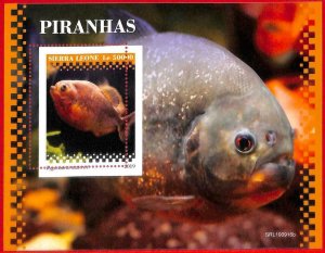 A4524 - SIERRA LEONE - ERROR MIPERF, special block: 2019, piranhas, fish-