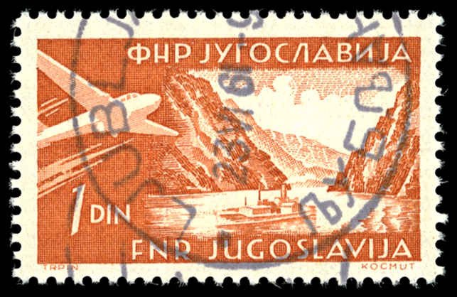 YUGOSLAVIA Sc C34 XF/USED - 1951 1d - Iron Gate, Derdap with Ship - Nice Cancel