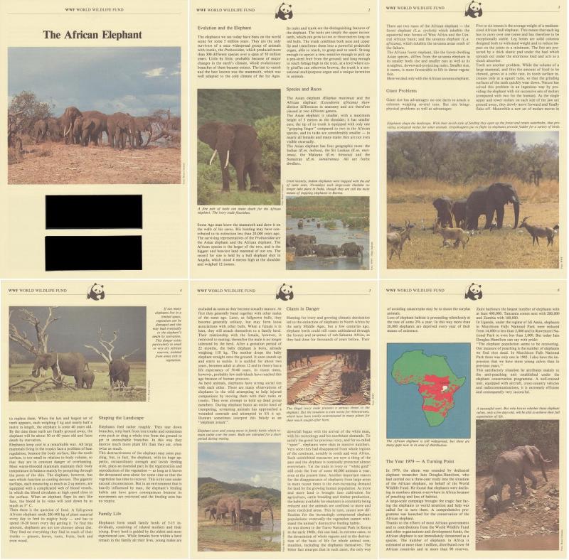 Uganda WWF African Elephant Info Pages SG#406-409 MI#361-364 SC#371-374