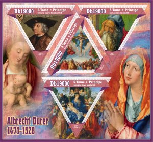 Stamps.Art. Painting. Albercht Durer 1+1 sheets perf Sao Tome