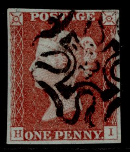 GB QV SG8, 1d red-brown, FINE USED. Cat £320. BLACK MX with 10 HI