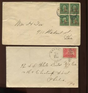 4 VINTAGE COVERS WITH ILLEGAL USAGE OF REVENUE STAMPS AS POSTAGE (Cv 568)