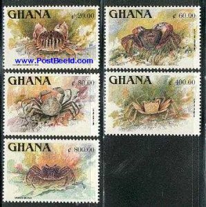 Ghana 1993, Crabs 5v, MNH