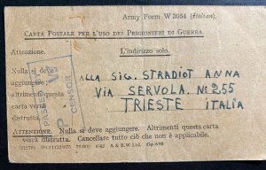 1943 USA Italian Prisoner Of War POW Camp Postcard Cover to Italy Stradiot