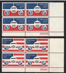 US Airmail # C89 - C90 , F-VF OG NH L/R Plate Blocks of 4 - I Combine S/H