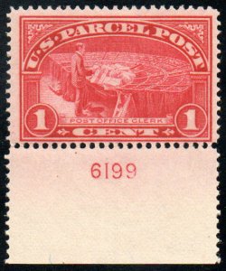 #Q1 F/VF OG NH, bottom Plate number single, vivid color!