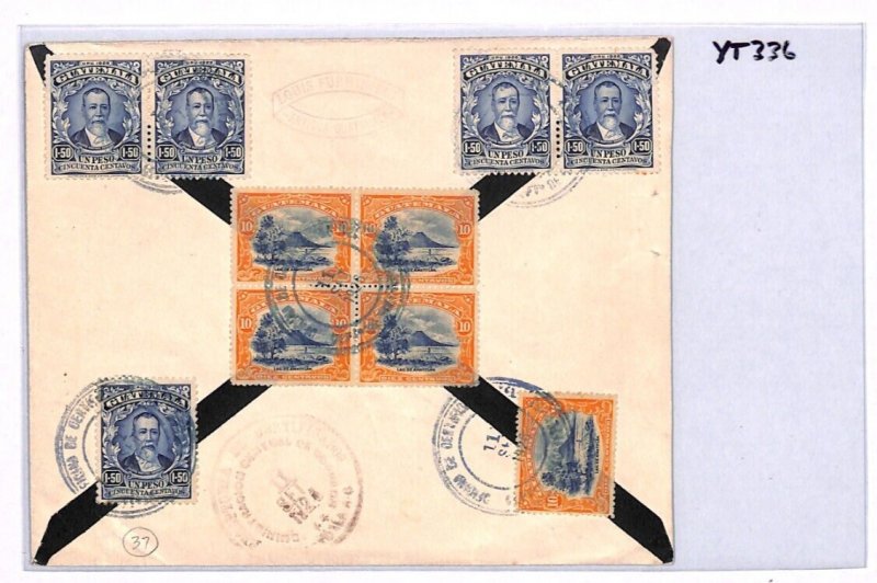 GUATEMALA Mourning Cover *SPECTACULAR FRANKING* TRANSATLANTIC 1926 Belgium YT336